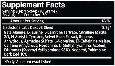 Dust V2, PreWorkout by, Blackstone Labs!