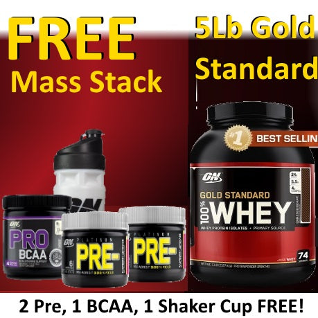 Optimum Gold Standard Whey  5Lb, FREE ON Mass Stack!