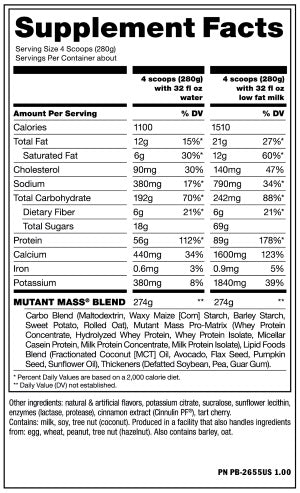 MUTANT Mass, 5 lbs, Gainer
