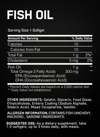 Fish Oil Softgels, Optimum Nutrition, 100 count