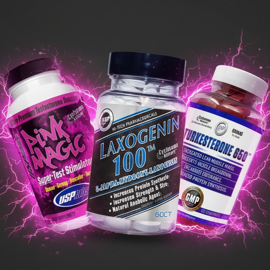 Natural Muscle Builder, Best natrual muscle builder, Pink Magic, Halo Elite, Turkesterone650, Laxogenin-100, Hi-Tech Pharma, 