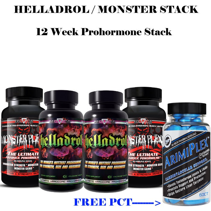 HELLADROL - Monster Prohormone STACK + FREE PCT